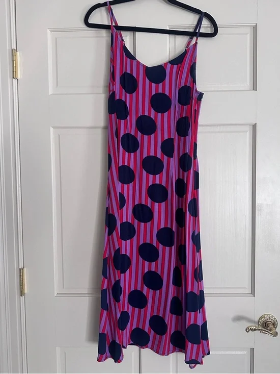 Pink Navy Polka Dot Wrap Midi Dress 3 in 1 Convertible Flowy Chic - Picture 7 of 12
